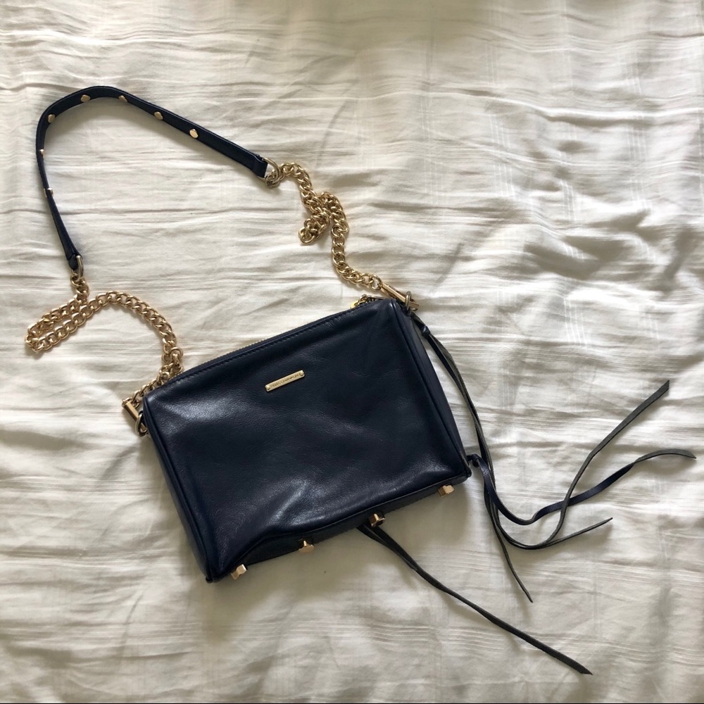 Rebecca Minkoff Dark Navy Gold 5 Zip Crossbody Bag